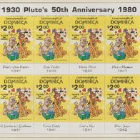 Disney Dominica 1980 50. Geburtstag Pluto Kleinbogen postfrisch