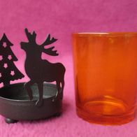 Teelichthalter Tannenbaum Elch Kerzenhalter Metall Windlicht Weihnachts Kerze