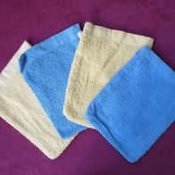 4 Waschhandschuhe blau + beige Waschlappen Seifenhandschuh Seiflappen Seifenlapp