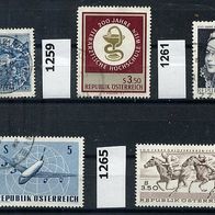 Österreich Mi. Nr. 1256 + 1259 + 1261 + 1264 + 1265 o <