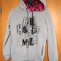 Kapuzenpulli Kapuzenpullover Hoodie grau Fishbone Gr. XS 122-128