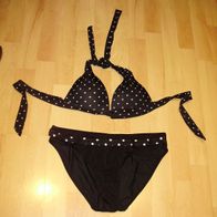 Bikini schwarz mit weißen Pünktchen 36 / 38 Pushup NEU