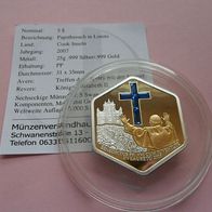 Vatikan 2007 Münze Gold Silber PP mit Swarovski Kristall. Papstbesuch in Loreto * *