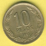 Chile 10 Pesos 1991