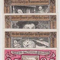 Herzberg-Schweinitz-Notgeld-10-20-25-50-50 Pf.v.1.6.1921, davon 10Pf. Fehldruck,5Schei.