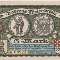 Sankt-Andreasberg-Notgeld-3 Mark vom 1.10.1921,1 Schein