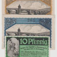 Schweich-Notgeld-10-25-50 Pfennig vom 1.10.1920, 3 Scheine