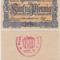 Selb-Notgeld-50 Pf. vom 25.11- 5.12.1917 gelbes Papier mit rotem Stempel,1 Schein