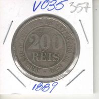 Coin 200 Reis 1889 Brazil - Copper-Nickel - KM# 484 - EB357
