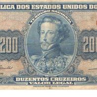 Brazil Paper Money Banknote 200 Cruzeiros C041 Serial 849 N003877