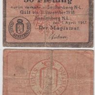 Senftenberg-Notgeld-50 Pf. vom 1.4.1917 bis 31.12.1918, selten, stark gebraucht