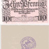 Sommerfeld-Notgeld-10 Pfennig vom 1.4.1917 mit Stempel Kämmereikasse nicht häufug