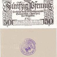 Sommerfeld-Notgeld-50 Pfennig vom 1.4.1917 mit Stempel Kämmereikasse nicht häufig