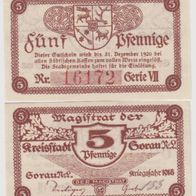 Sorau-Notgeld-5 Pfennig von 1918 bis 31.12.1920 SerieVII, roteKz ,1 Schein