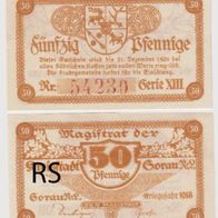 Sorau-Notgeld-50 Pfennig von 1918 bis 31.12.1920 SerieXIII , rote Kz,1 Schein