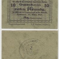 Sparneck-Notgeld-10 Pfennig vom 27.3.1917 nicht häufig 1Schein