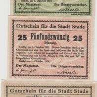 Stade-Notgeld-10-25-50 Pfennig vom 1.10.1918, 3 Scheine