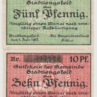 Stadtlengsfeld-Notgeld-5-10 Pfennig vom 1.7.1917, 2 Scheine