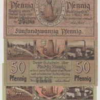 Stadtlengsfeld-Notgeld-25-50-50 Pfennig vom 1.3.1919, 3 verschiedene Scheine