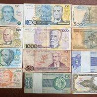 Lot 12 Paper Money Banknotes Brazil Old 095705