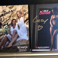2 signierte Erotik-Autogrammkarten von Erotikstars Lucy & hotjeanny/Sugar Rachel