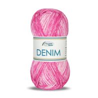 2 Knäule Denim Wolle 50 Gramm Pink-Weiß