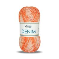 2 Knäule Denim Wolle 50 Gramm Orange Weiß