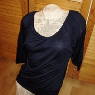 Shirt dblau locker V-Ausschnitt in Falten S passend