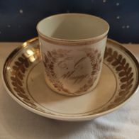 Wallendorf Thüringen um 1799 Kaffeetasse Ziertasse Tasse aufwendige Gold Handmalerei
