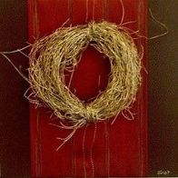 Bild Acryl/Collage mit Weidenkranz auf Leinwand bordeaux