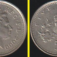 2000 Großbritannien 5 Pence vorzüglich (vz)