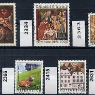 Österreich Mi. Nr. 2301 + 2334 + 2363 + 2364 + 2366 + 2415 + 2631 o <