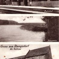 AK Rangsdorf Bahnhof, Schule, Rangsdorfer See, gelaufen (1937)