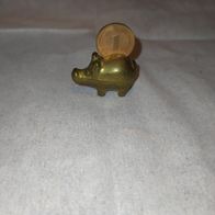 Miniatur Glücksschwein mit 1 Pfennig Münze