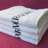 4er Set Handtücher creme Frottierhandtücher Handtuchset 50x100 Schriftzug gewebt