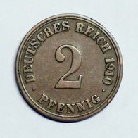 2 Pfennig Deutsches Reich -Kursmünze- 1910 A