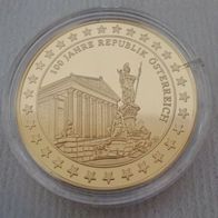 100 Jahre Republik Österreich", Gedenkprägung mit 24-Karat-Gold-Auflage
