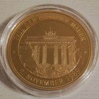 Mauerfall 9. November 1989", Gedenkprägung mit 24-Karat-Gold-Auflage
