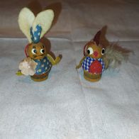 Konvolut Figuren Hase und Huhn mit Hängeschlaufe , vintage