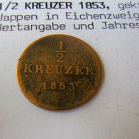 Württemberg 1/2 Kreuzer 1853 "WILHELM I. (1816-1864)"