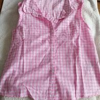 Rosa weiß karierte ärmellose Bluse - H&M - Gr. 116