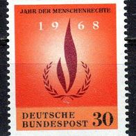 Bund 1968 Mi. 575 * * Menschenrechte Postfrisch (br0544)