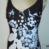 Badeanzug Gr.44 schwarz weiß gold gemustert *