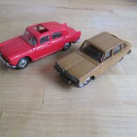 2 Norev 1:43 Modelle 60iger Jahren Peugeot 404 rot + Renault R 16