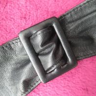 Breiter Vintage Gürtel Damen 95 cm schwarz verstellbar 80er Jahre Kunstleder