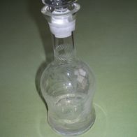Karaffe mit Glasstopfen Glasflasche Ätzgravur Hirsch Tanne 22 cm Vintage Flasche