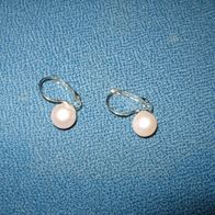 Ohrhänger silbern rosefarbene große Perle