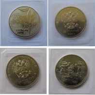 2012-2014, Russia, set 5 pcs 25-Rubles coins: Winter Olympic Sotchi, UNC, bank foil
