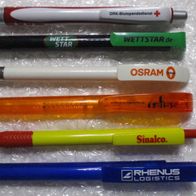 6x Kugelschreiber Lot-1 - Sinalco Rhenus Raiss DRK Blutspende Osram Wettstar