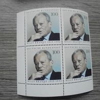 Bund 1706 * * Eckrand u.l. 4-er Block - 80. Geb. Willy Brandt 1993 Postfrisch